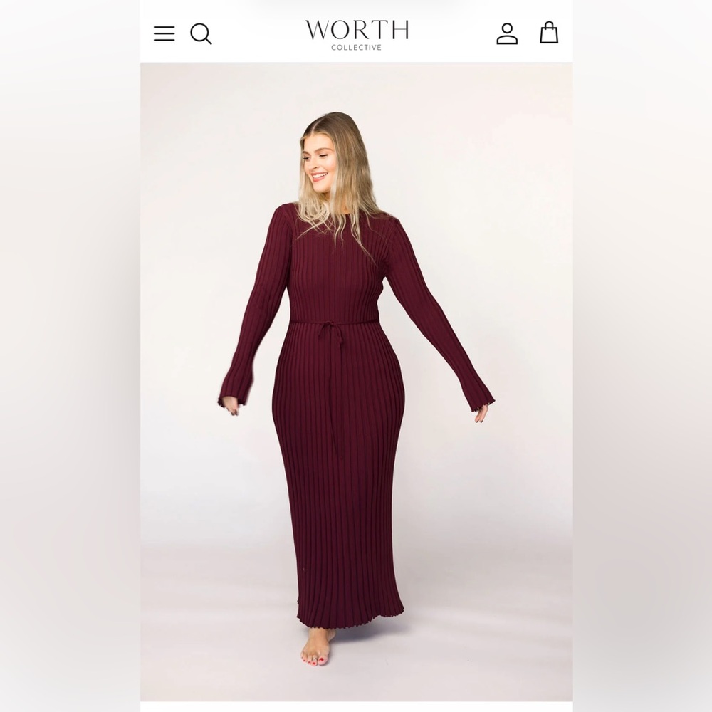 Colette Premium Long Sleeved Ribbed Knit Maxi Dress